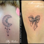 Tatouage lune noeud dentelle