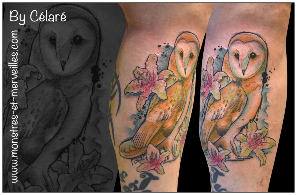 Tatouage de chouette effraie