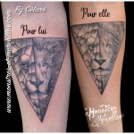 Tatouage de couple lion lionne