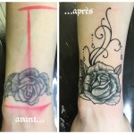 Tatouage recouvrement rose