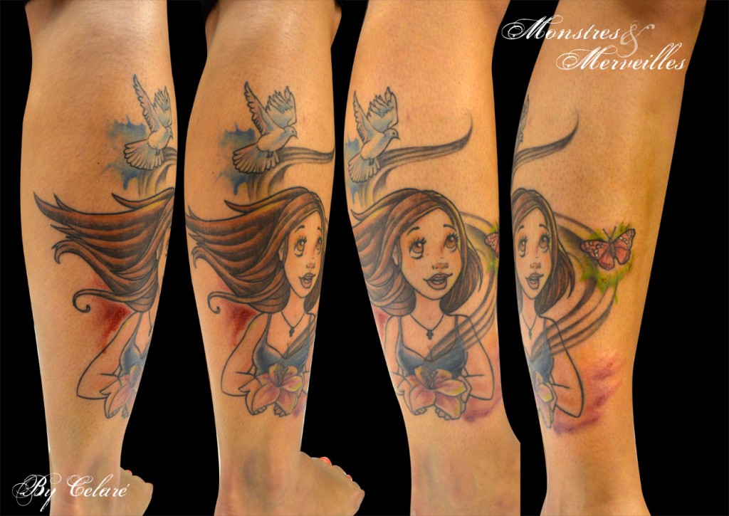 Tatouage de jeune fille et lys