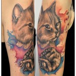 Tatouage de chat et aquarelle